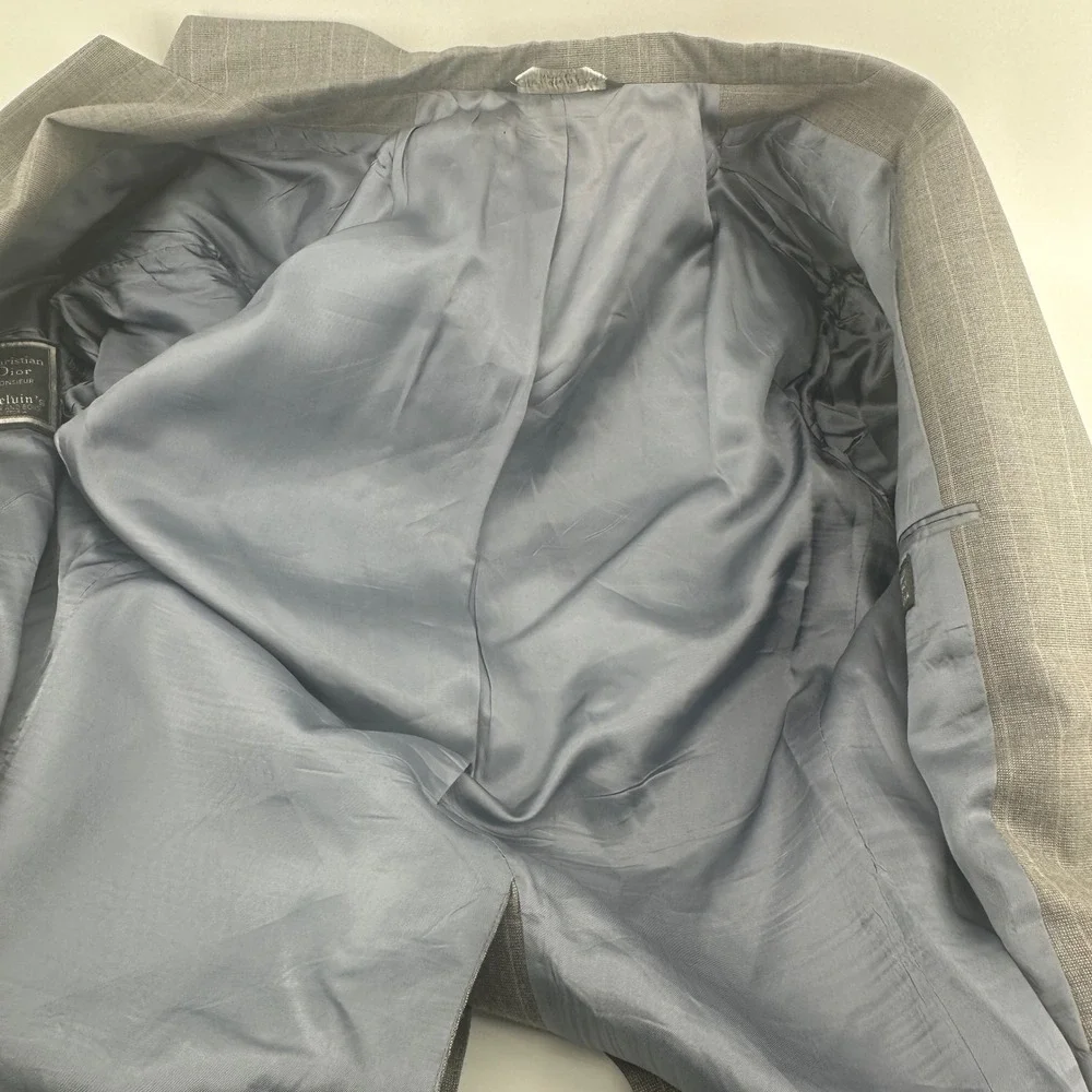 Christian Dior Monsieur Blazer‎ Mens 44 Gray Pinstripe Regular Fit Vintage 90s